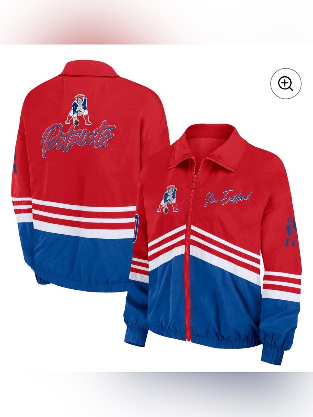 Women’s New England Patriots Red Vintage Throwback Windbreaker Full Zip Jacket